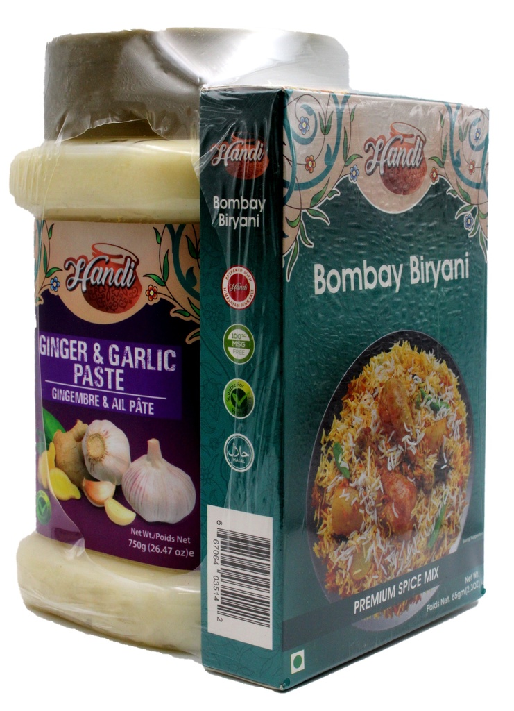 HANDI GINGER AND GARLIC PASTE 750 GMS + 50GMS  RECIPE BOX