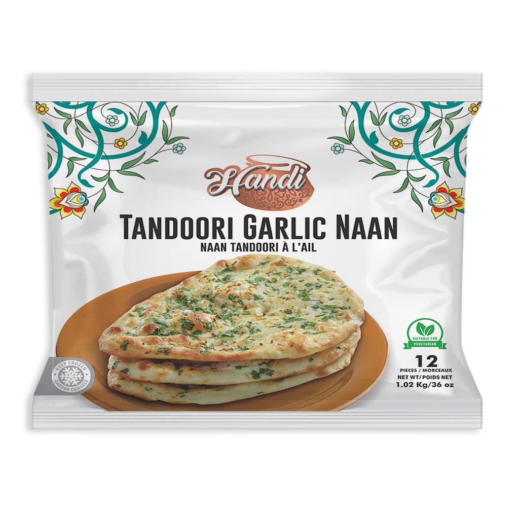 HANDI TANDOORI GARLIC NAAN 12 Pcs per Packet