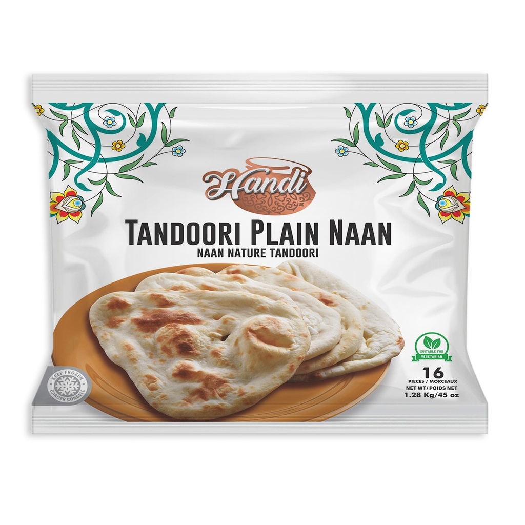 FZ HANDI TANDOORI PLAIN NAAN 1.28kg(16 Pcs )