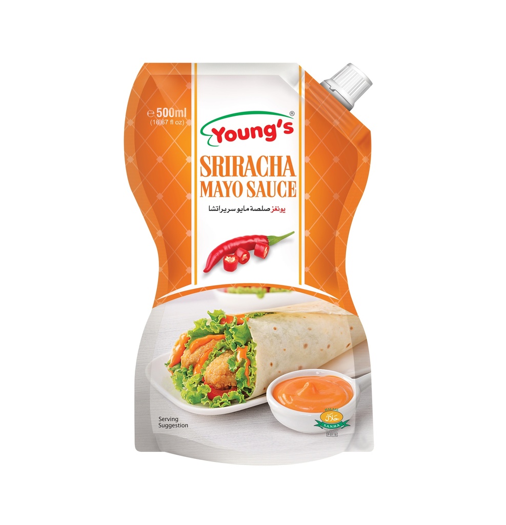 YOUNG'S MAYO 500ML SRIRACHA MAYO SAUCE (Box 24)