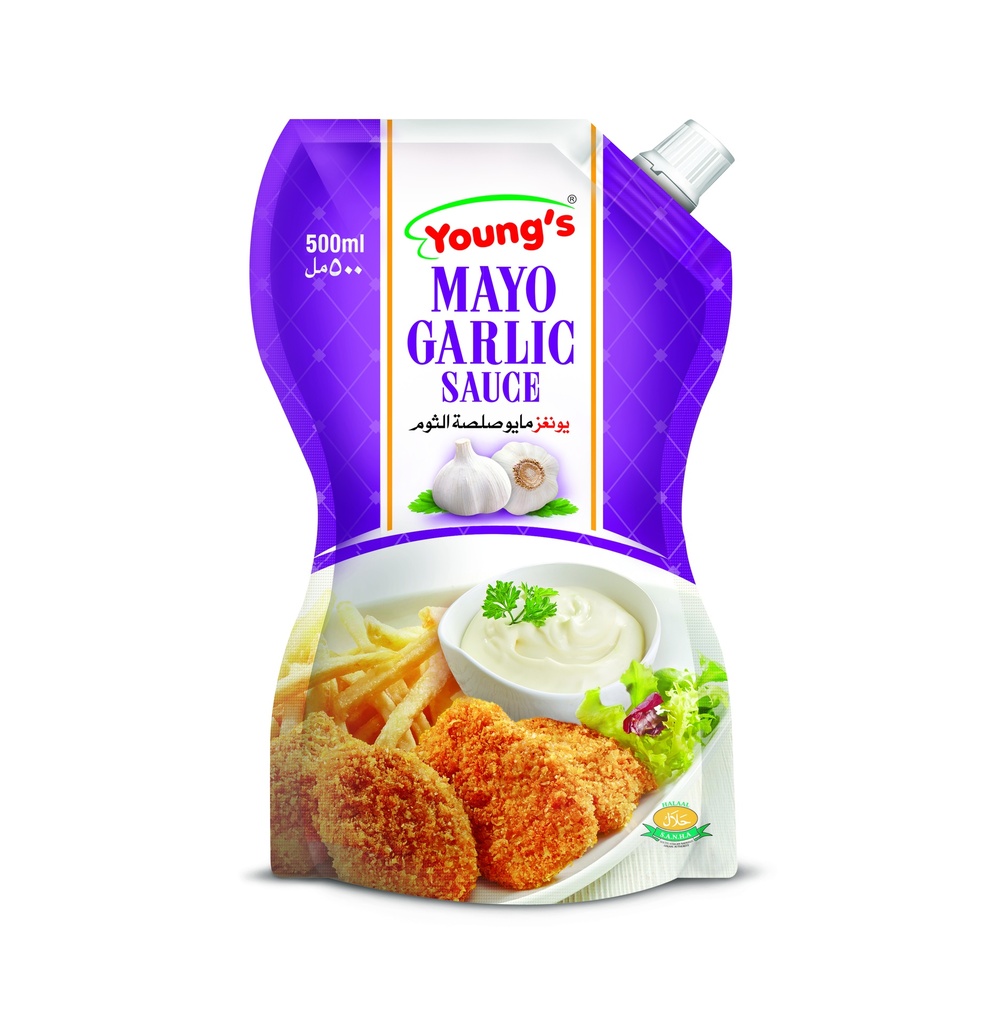 YOUNG'S MAYO 500ML GARLIC SAUCE (Box 24)