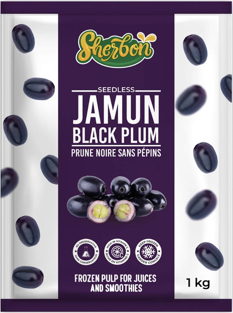 SHERBON FRUIT JAMUN PULP (SEEDLESS) 1 KGS