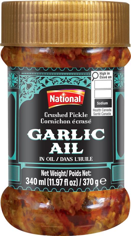 NATIONAL PICKLE SML CRUSHED GARLIC 370GM