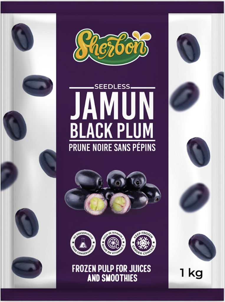 SHERBON FRUIT JAMUN PULP (SEEDLESS) 1KG (Box 10)
