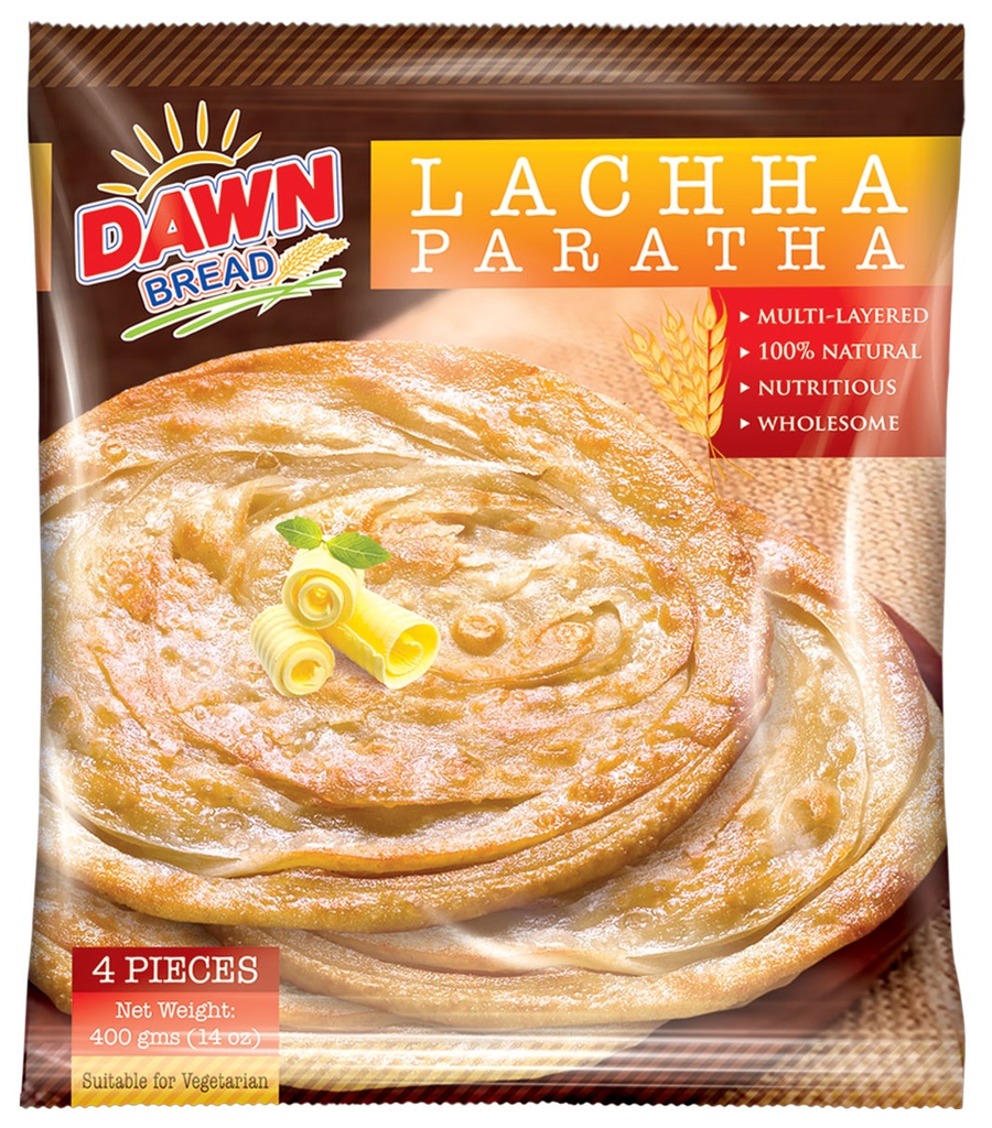 FZ DAWN WHOLE WHEAT LACHA PARATHA 4PCS 400GM