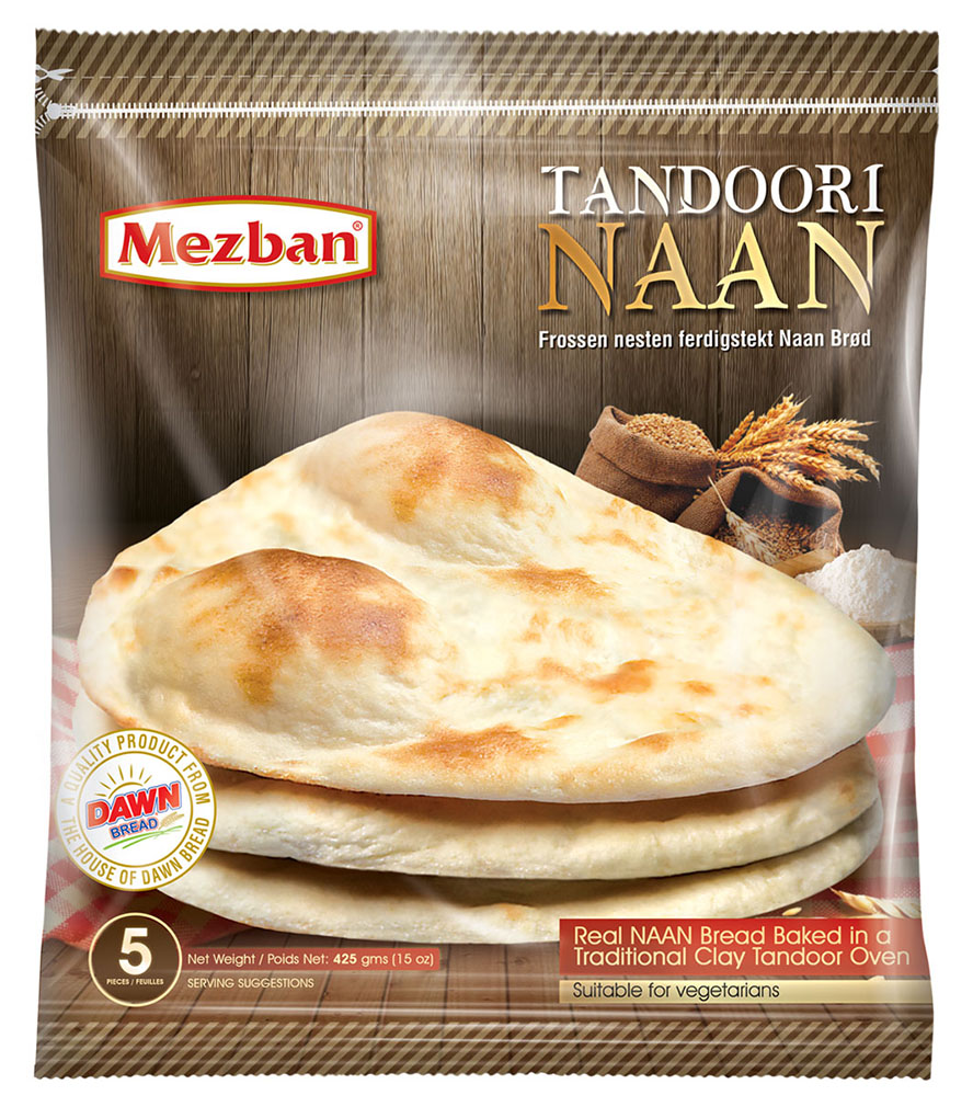 FZ MEZBAN BRD NAAN TANDOORI PLAIN 5PCS 425GM