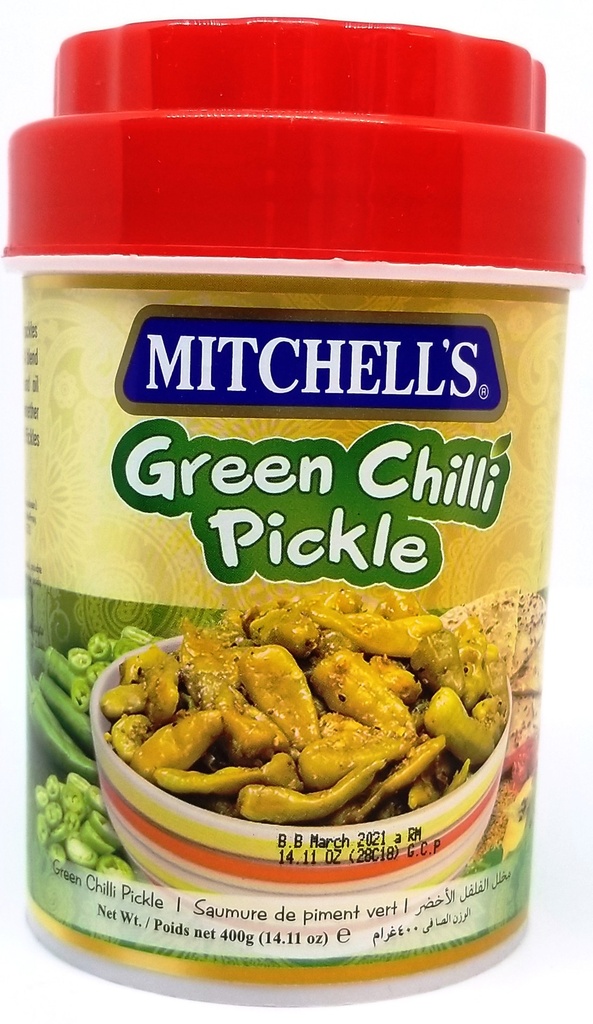 MITCHELL'S PICKLE SML GREEN CHILLI 400GM
