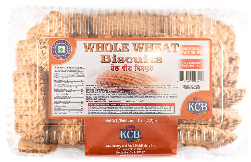 KCB BISCUITS 1KG NO EGG WHOLE WHEAT