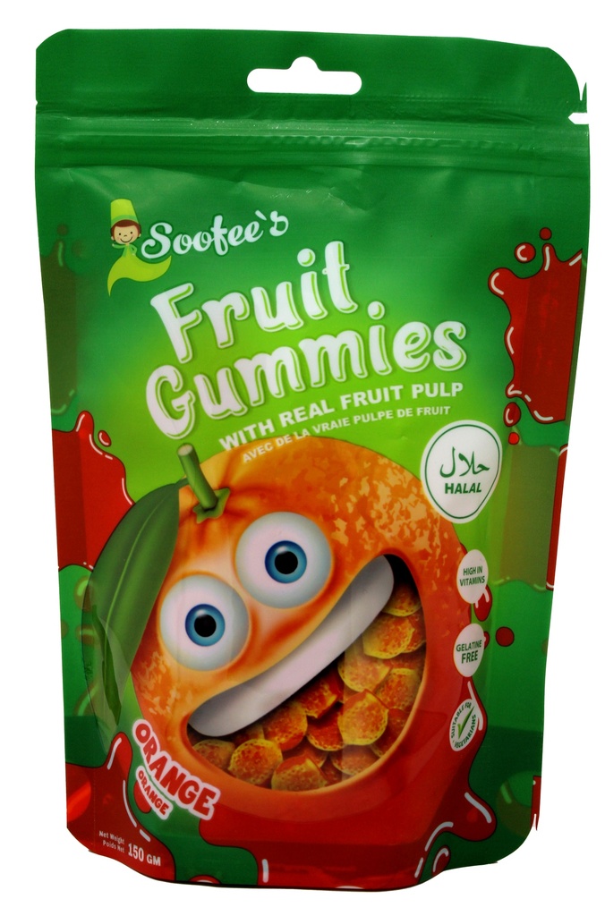 SOOFEE'S FRUIT GUMMIES ORANGE 150GMS