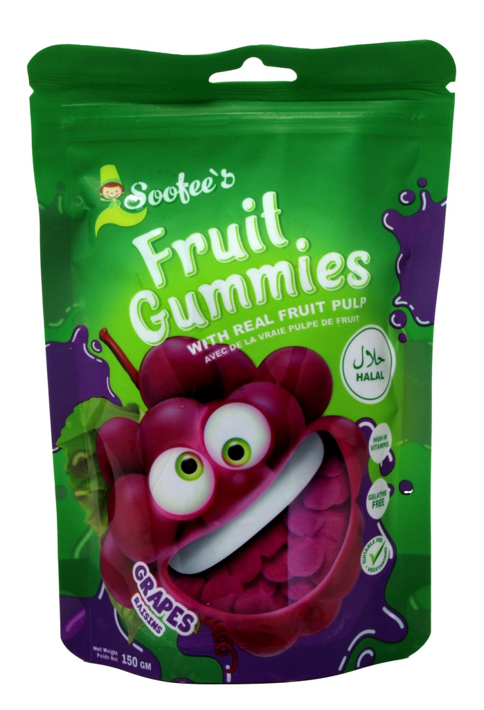 SOOFEE'S FRUIT GUMMIES S GRAPE FRUIT 150GMS
