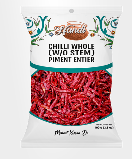 [IN-CHILLI-WH-W/O] HANDI PS CHILLI WHOLE W/O STEM 100 GM