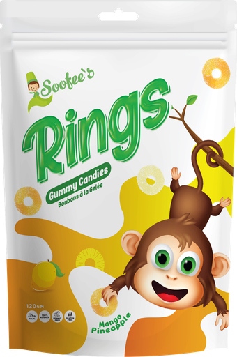 [SF-GUM-RINGS] SOOFEE'S MANGO PINEAPPLE RINGS 120GMS