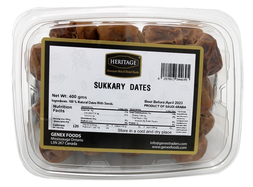 [HE-SUK-DAT] HERITAGE SUKKARY DATES 400GM (Box 24)