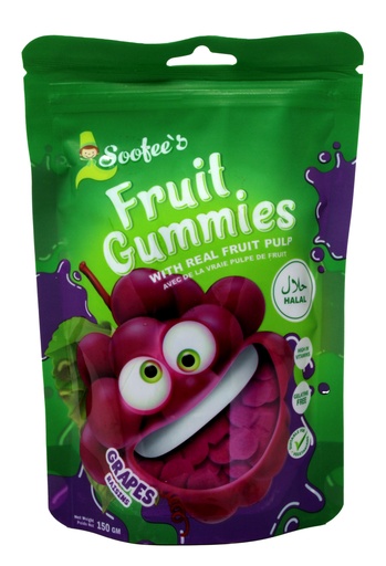 [SF-GRAPE] SOOFEES GRAPE FRUIT GUMMIES 150GMS