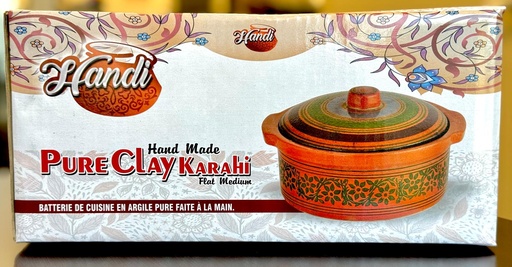 [UT-CLAY-KARAHIF-MED] HANDI UT CLAY HAND MADE PURE KARAHI FLAT MEDIUM