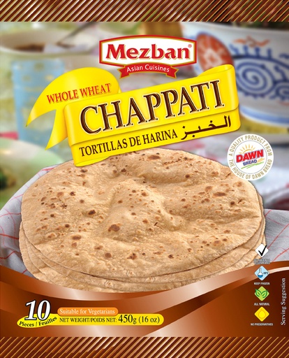 [DN-CHAP-10PC] FZ MEZBAN CHAPPATI WHOLE WHEAT 10PCS 450 GM