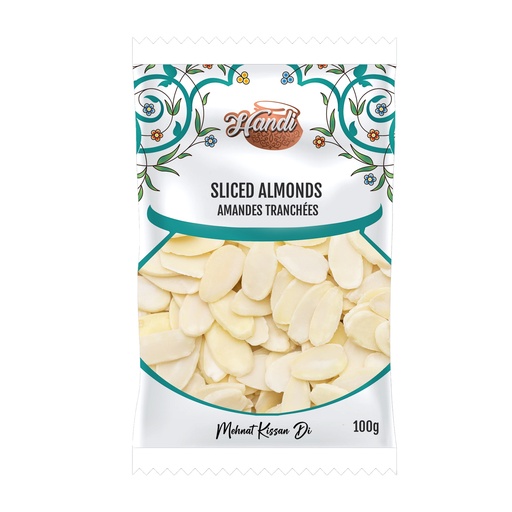[IN-SLICE-ALMOND] HANDI DF SLICED ALMONDS 100GM
